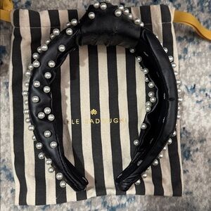 Lele Sadoughi Black Headband with Pearls